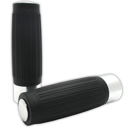 Lenkergriffe CUSTOM, Silber, 7/8 Zoll (22,2 mm), 125 mm, Gummi, Alu