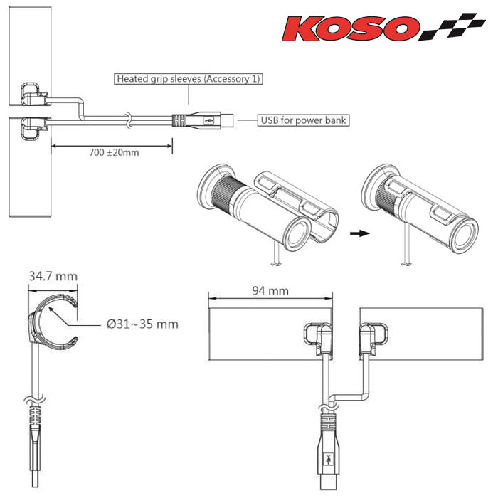 Heizklemmschalen X-CLAWS, für 7/8 Zoll Griffe