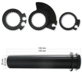 Universal Gasdrehhülse Schwarz, für 22,2 mm Lenker. 142 mm lang