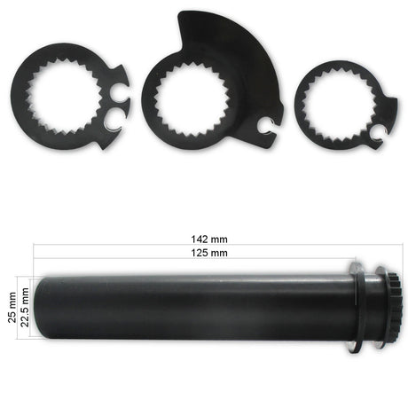 Universal Gasdrehhülse Schwarz, für 22,2 mm Lenker. 142 mm lang