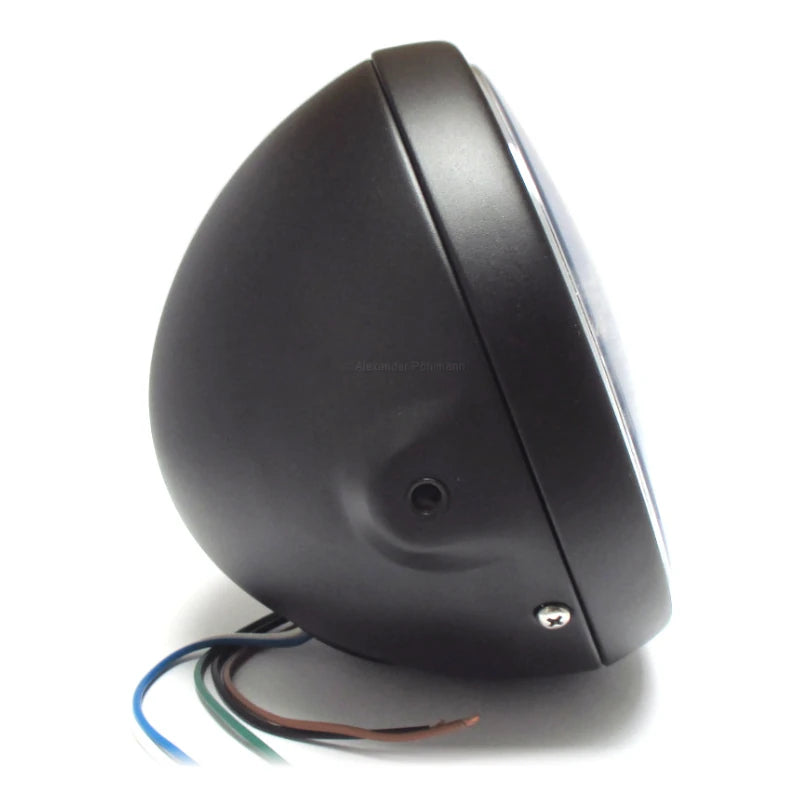 7 Zoll Scheinwerfer BRITISH STYLE schwarz, klar, seitliche Befestigung