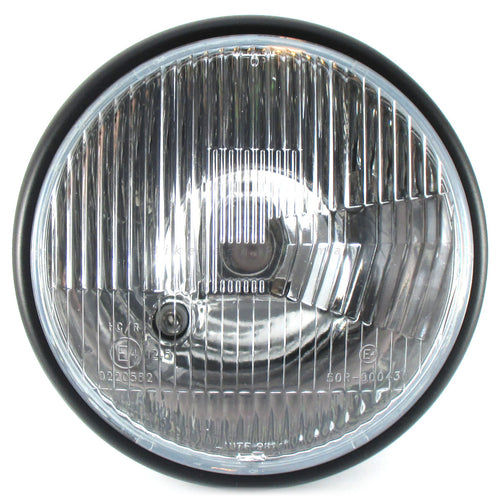 7 Zoll Scheinwerfer BRITISH STYLE schwarz, geprägt, seitliche Befestigung