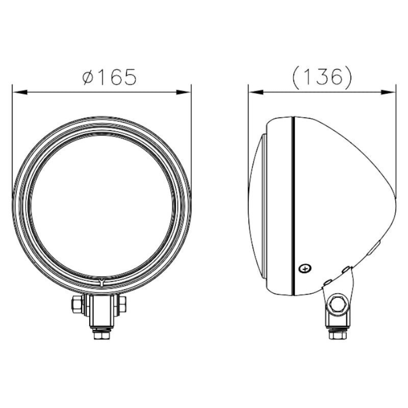 LED-Scheinwerfer PEARL, schwarz glänzend, 5 3/4 Zoll, Befestigung unten M10