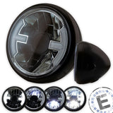 LED-Scheinwerfer HAWK, schwarz matt, 7 Zoll, seitliche Befestigung