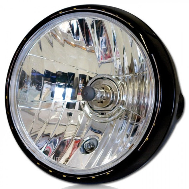 7 Zoll Scheinwerfer NEW NEVO schwarz mit LED Ring, seitliche Befestigung