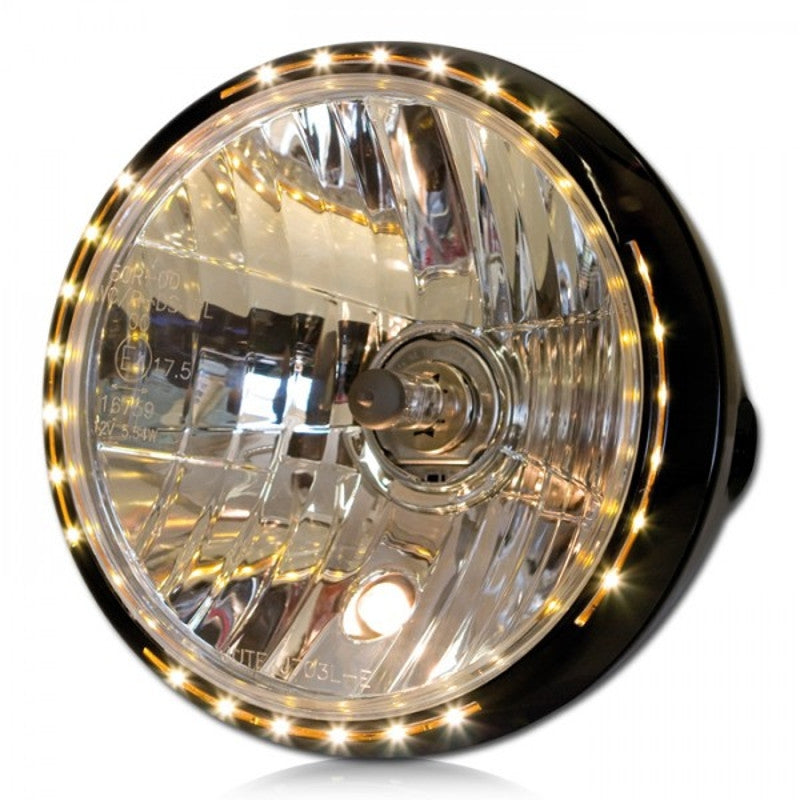 7 Zoll Scheinwerfer NEW NEVO schwarz mit LED Ring, seitliche Befestigung