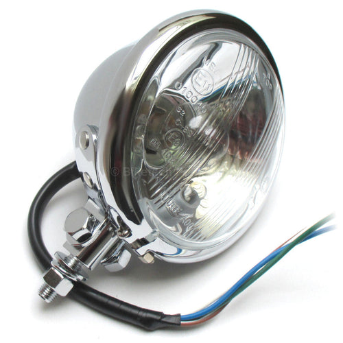 4 1/2 Zoll Scheinwerfer MINI BATES STYLE, verchromt, untere Befestigung