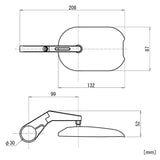 Lenkerendenspiegel D-MIRROR 14 kurz, Aufnahme Ø 30 x B 12 mm