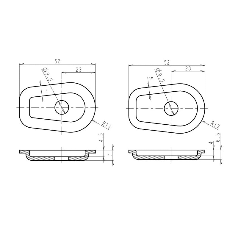 Blinker Montageplatten für Kawasaki Modelle, ABS, 52x35 mm