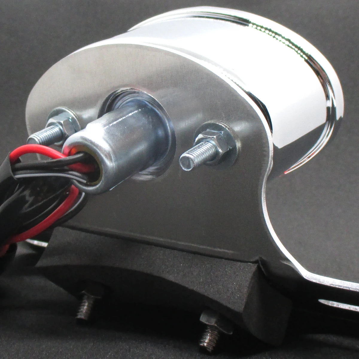 Rücklicht mit Kennzeichenhalter Cat-Eye chrom, Glas rot, KZL, E-geprüft, 12V/5W