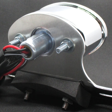 Rücklicht mit Kennzeichenhalter Cat-Eye chrom, Glas rot, KZL, E-geprüft, 12V/5W