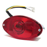 Rücklicht Cat-Eye chrom, Glas rot, 125x65 mm, mit KZL, E-geprüft, 12V/5W