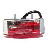 Rücklicht Cat-Eye chrom, Glas rot, 125x65 mm, mit KZL, E-geprüft, 12V/5W