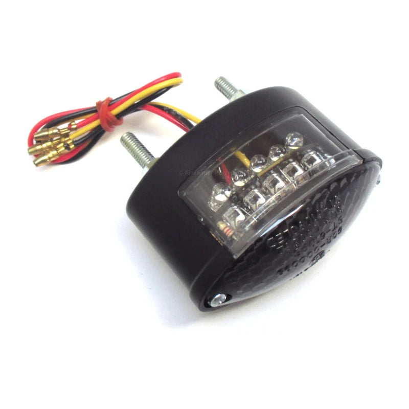 LED-Rücklicht Cat-Eye schwarz, Getönt, 68x43 mm, mit KZL, E-geprüft, 12V/1W