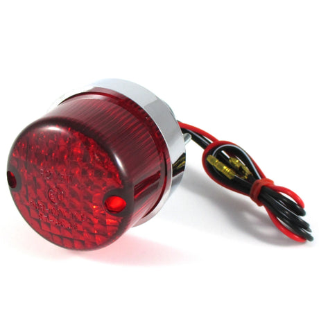 Rücklicht Point Mini chrom, Glas rot, Ø 49,5 mm, mit KZL, E-geprüft, 12V/5W