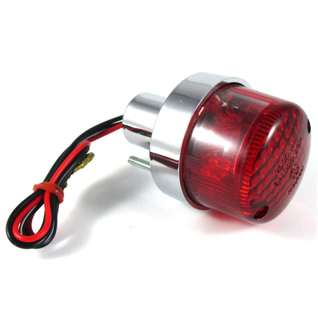 Rücklicht Point Mini chrom, Glas rot, Ø 49,5 mm, mit KZL, E-geprüft, 12V/5W
