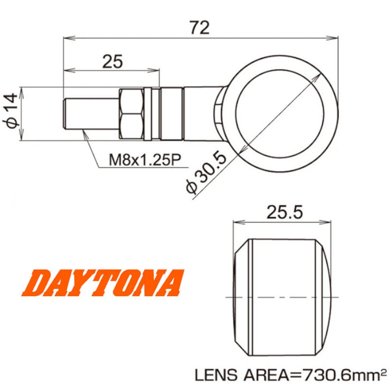 LED-Blinker Paar Daytona SOL schwarz, Getönt, M8, E-geprüft, 12V/2,1W