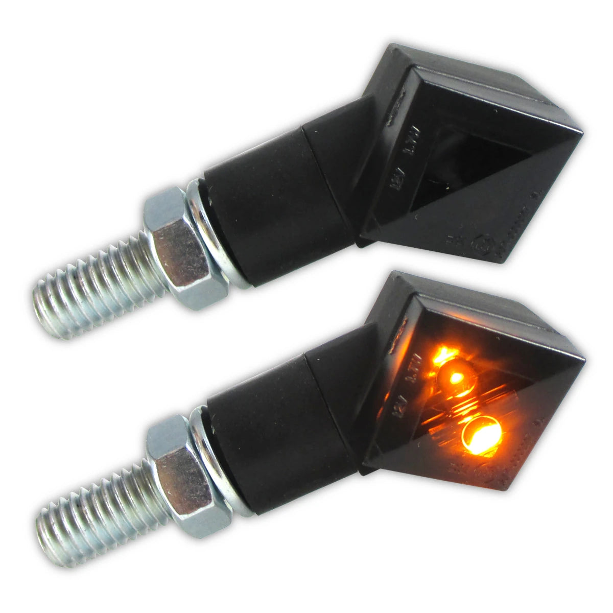 LED-Blinker Paar Progress-Line Rhomb schwarz, Getönt, M8, E-geprüft, 12V/1,7W