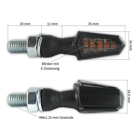 LED Blinker Progress-Line Pike, Schwarz, Getönt, E-geprüft