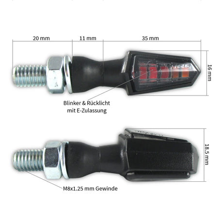 SMD Blinker PIKE mit Rücklicht und Bremslicht, schwarz