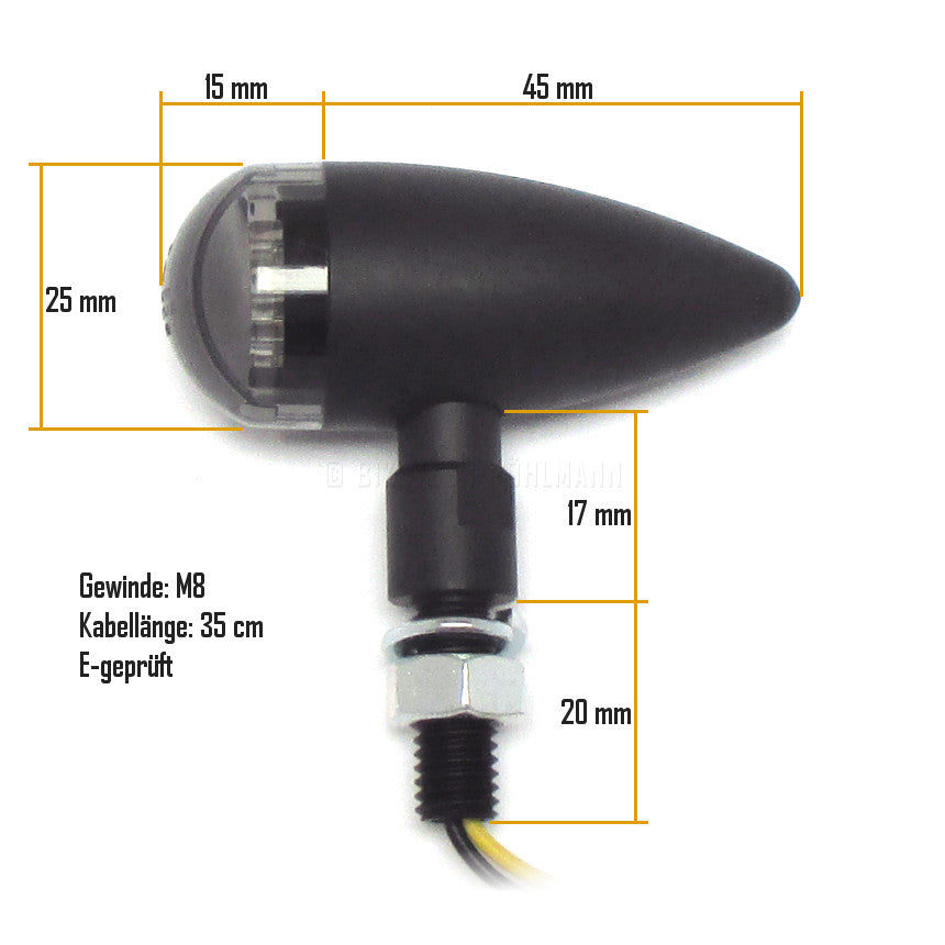LED Blinker BULLET, schwarz