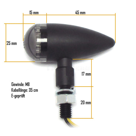 LED Blinker BULLET, schwarz