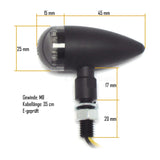 LED-Blinker Paar Progress-Line Bullet, Schwarz, Getönt, M8, E-geprüft, 12V/2W