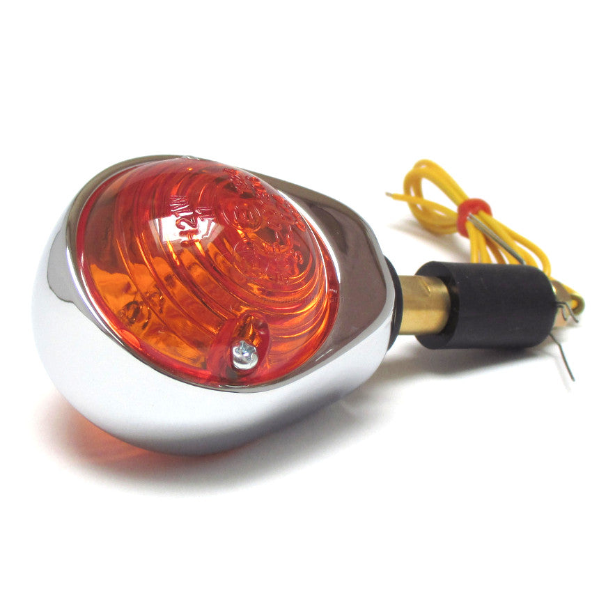 Lenkerendenblinker Highsider Smart Ochsenaugen chrom, gelbes Glas, E-geprüft