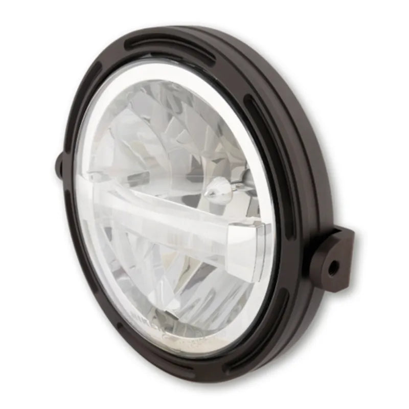 LED-Scheinwerfer 7 Zoll Highsider Pro Frame-R1 Typ 4, Mattschwarz, Seitlich