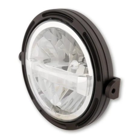 LED-Scheinwerfer 7 Zoll Highsider Pro Frame-R1 Typ 4, Mattschwarz, Seitlich