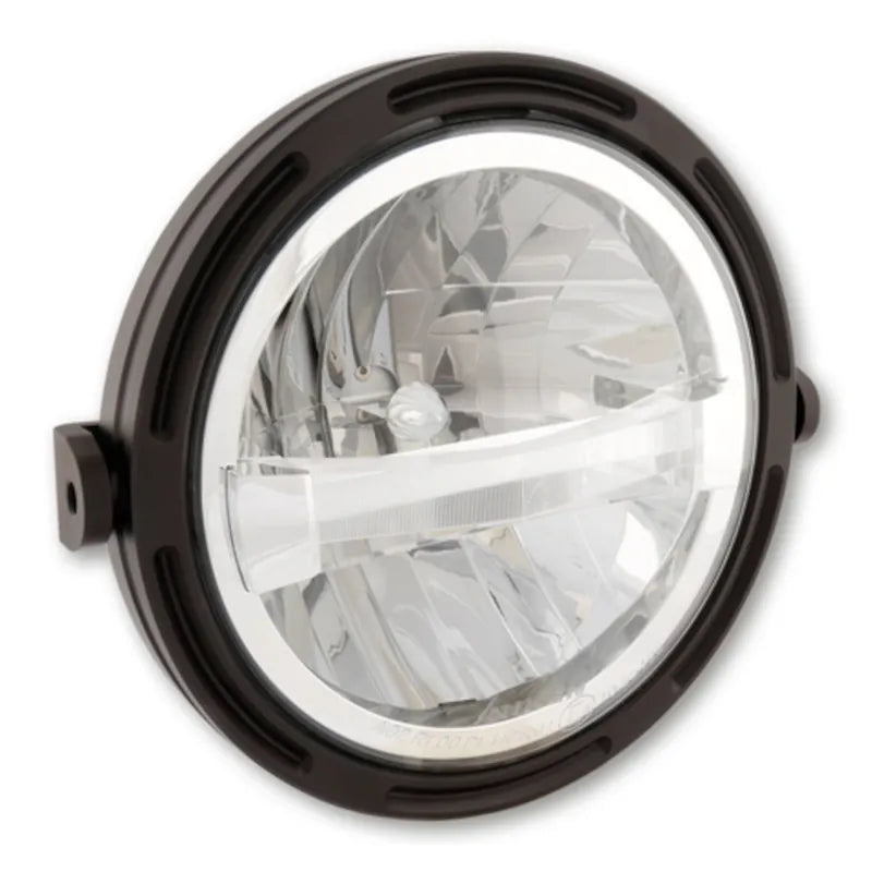 LED-Scheinwerfer 7 Zoll Highsider Pro Frame-R1 Typ 4, Mattschwarz, Seitlich