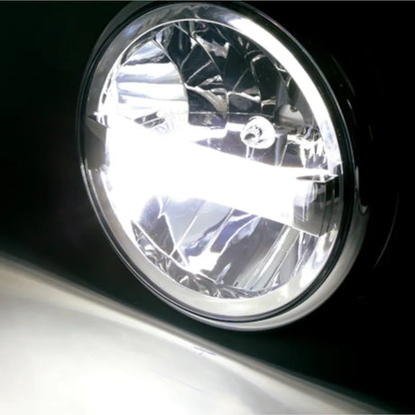 LED-Scheinwerfer 7 Zoll Highsider Pro Frame-R1 Typ 4, Mattschwarz, Seitlich