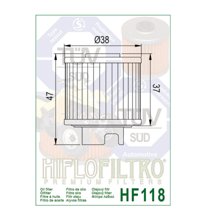 Ölfilter HIFLOFILTRO HF118 für Honda