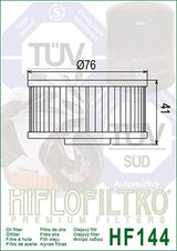 Ölfilter HIFLOFILTRO HF144 für Yamaha