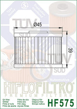 Ölfilter HIFLOFILTRO HF575 für Aprilia 450 MXV