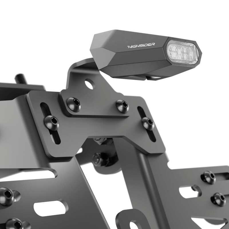 LED-Rücklicht Highsider Pro Split-V mit Kennzeichenleuchte, Schwarz, Glas Klar