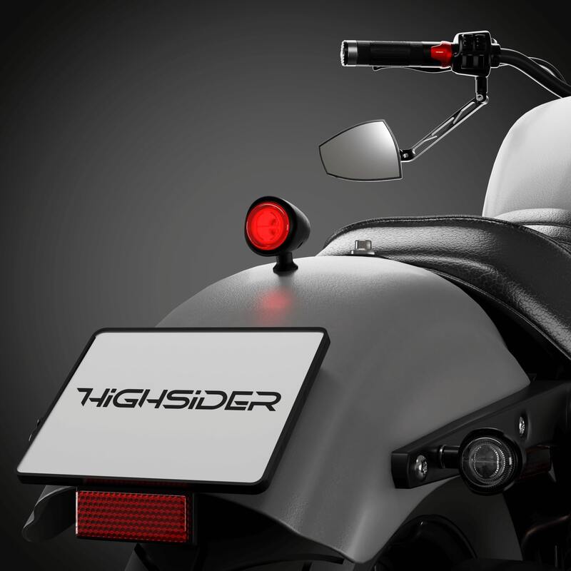LED-Rücklicht Highsider Pro Akron-X, Mattschwarz, Glas Klar, E-geprüft, Ø 39 mm
