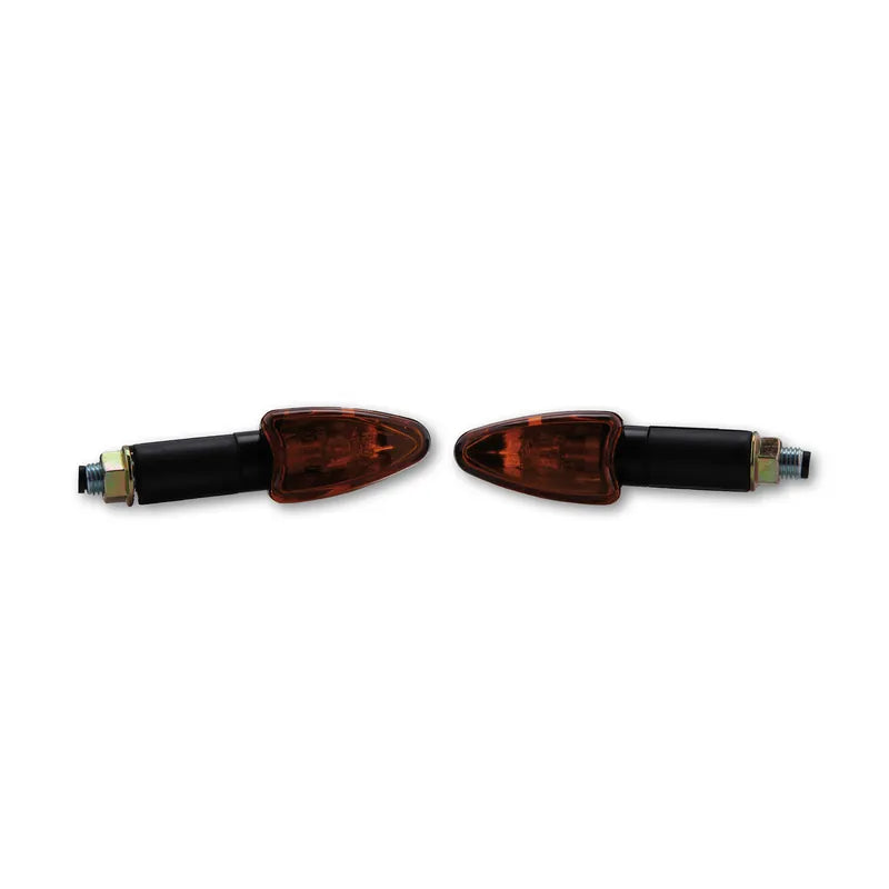 Blinker Highsider Smart Arrow lang, Schwarz, Glas Orange, E-geprüft, 12V/21W