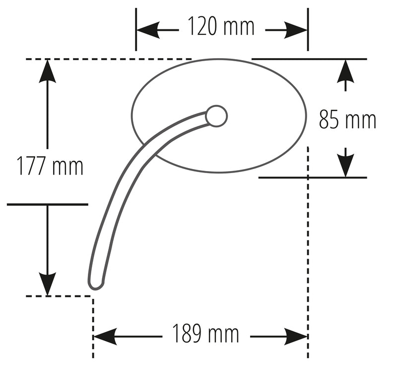 Lenkerspiegel Highsider Smart Straight-XL, Schwarz, Alu & ABS, E-geprüft, M10