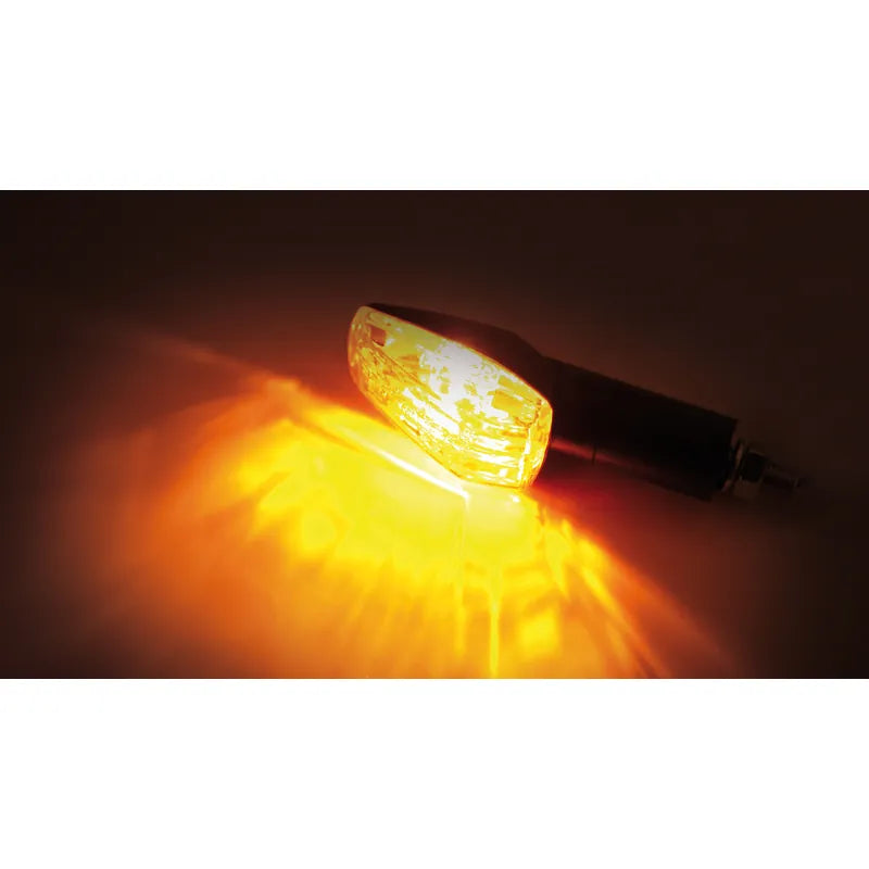 Blinker Highsider Smart Imola 1 lang, Schwarz, Glas Orange, E-geprüft, 12V/21W