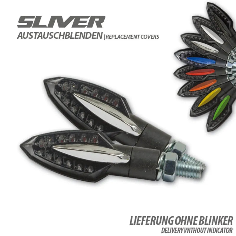 Austauschblenden für Progress-Line LED-Blinker Sliver, ABS glänzend