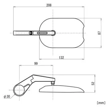 Lenkerendenspiegel D-MIRROR 14 kurz, Aufnahme Ø 30 x B 12 mm