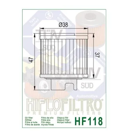 Ölfilter HIFLOFILTRO HF118 für Honda