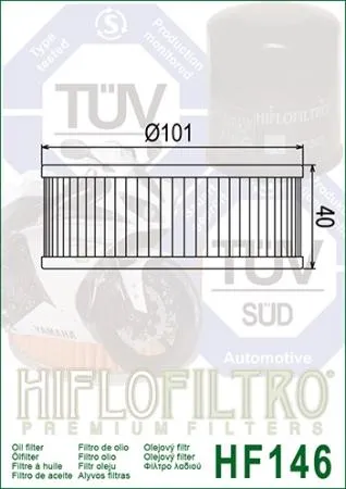 Ölfilter HIFLOFILTRO HF146 für Yamaha