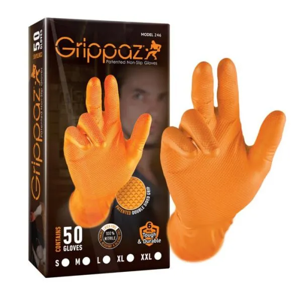 Einweghandschuhe Nitril GRIPPAZ 246 orange, Größe L, 50 Stück