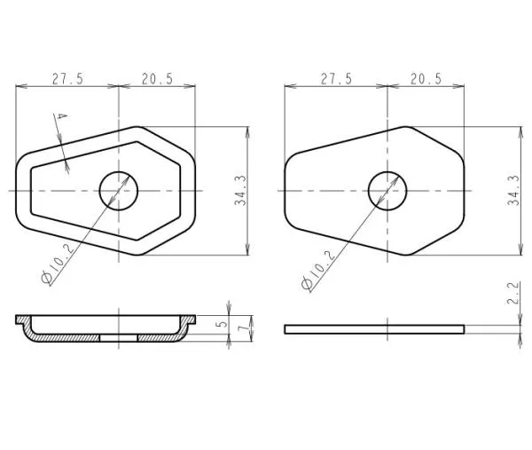 Blinker Montageplatten für Suzuki Modelle, ABS, 48x34 mm