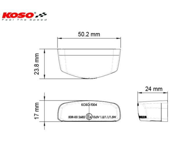 LED Rücklicht KOSO HAWKEYE, mit Kennzeichenbeleuchtung, E-geprüft