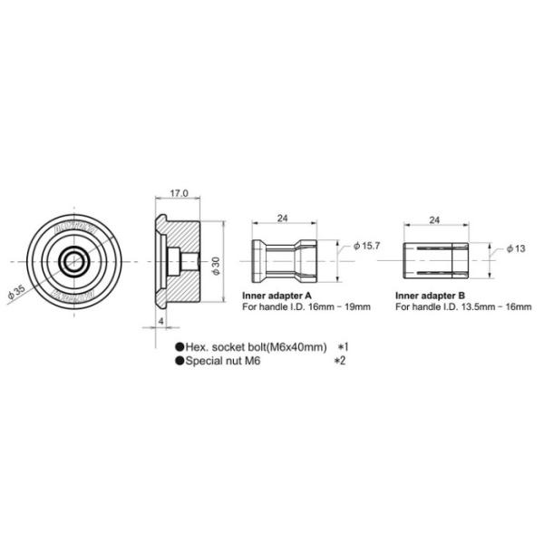 Lenkerenden Spiegel Adapter D-Mirror schwarz Universal Maße