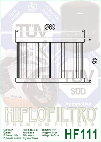 Ölfilter HIFLOFILTRO HF111 für Honda