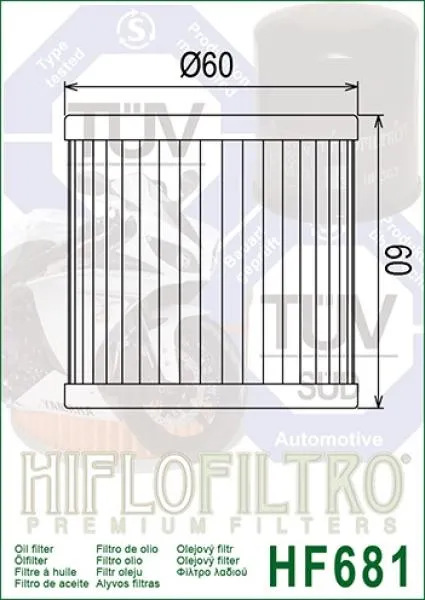 Ölfilter HIFLOFILTRO HF681 für Hyosung